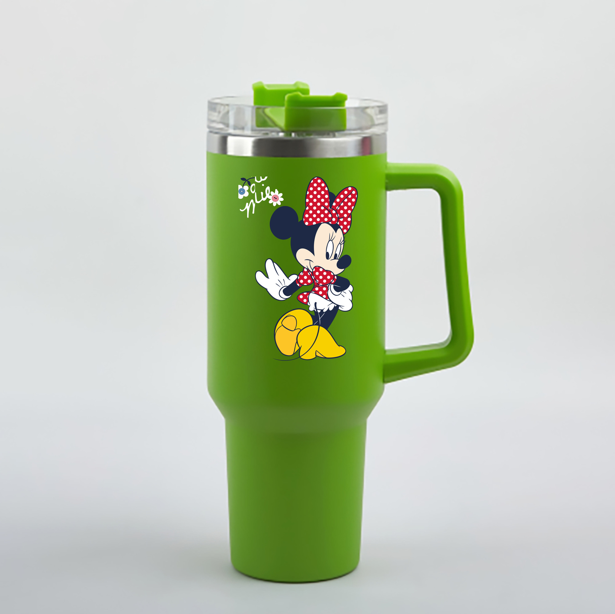 （画像用） ミッキーマウス Mickey Mouse 1200mL車用タンブラー - クリスタルステッカー（プラスチックストロー付き）